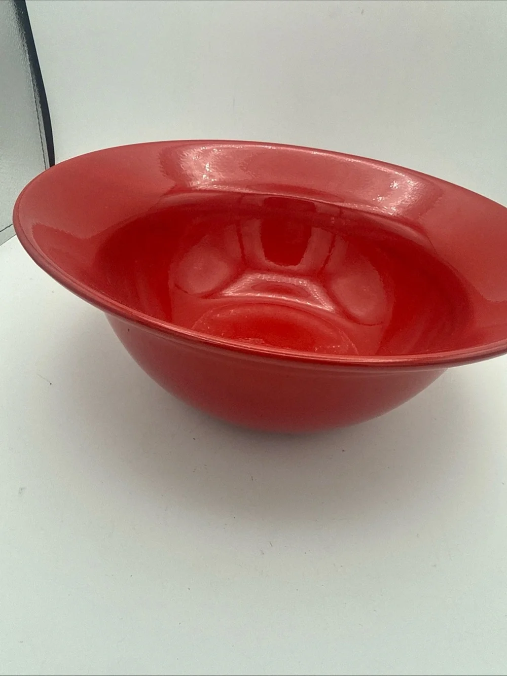Earthenware Exclusively For Pier 1 Red Rimmed Salad Serving Bowl 10”x 5” Spain